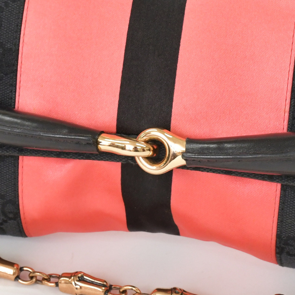 GUCCI One Shoulder Hobo Bag Black Pink GG Canvas Leather - Picture 6 of 10